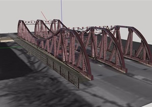 详细的交通码头桥梁设计SU(草图大师)模型