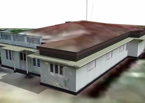 单层欧式风格详细住宅建筑SU(草图大师)模型