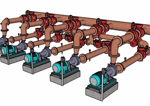 抽水机水管组合设计SU(草图大师)模型
