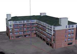 欧式多层办公楼建筑SU(草图大师)模型