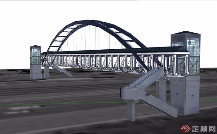 人行天桥详细设计su模型
