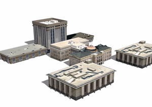 详细的政府办公建筑楼设计SU(草图大师)模型