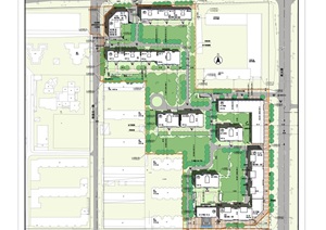 一个住宅小区总体规划图及彩平图