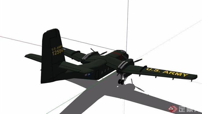 独特造型的美式飞机设计su模型
