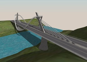 独特造型的交通桥梁SU(草图大师)模型
