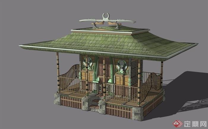 日式风格详细旅游寺庙su模型