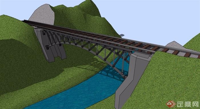 现代桥梁详细建筑su模型
