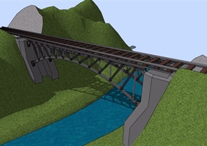 现代桥梁详细建筑SU(草图大师)模型