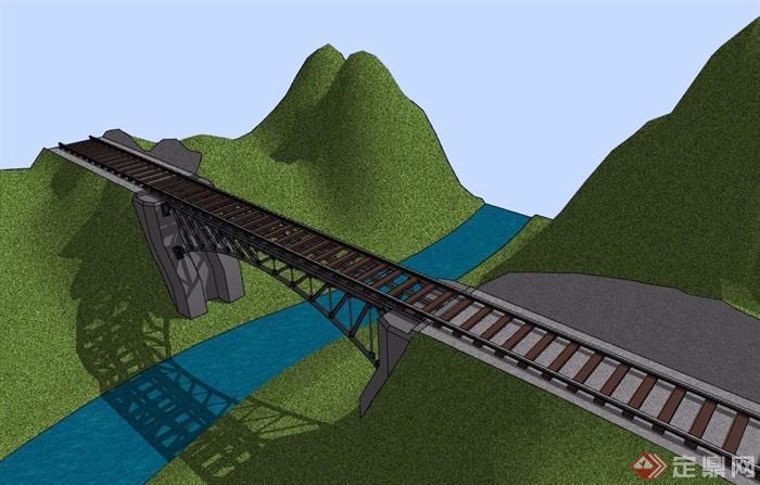 现代桥梁详细建筑su模型