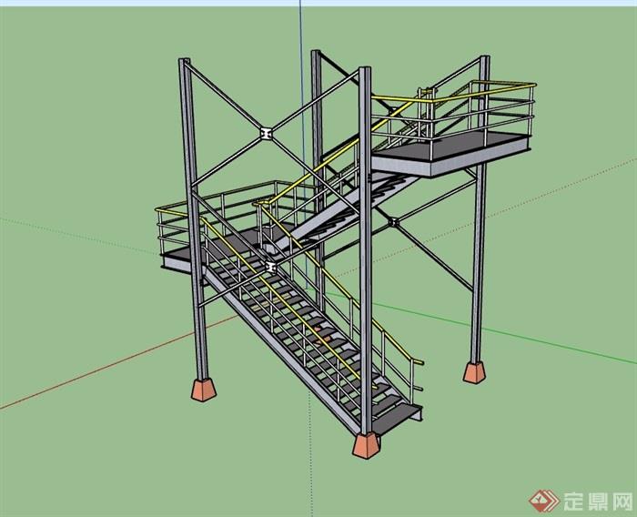 多层建筑楼梯素材设计su模型