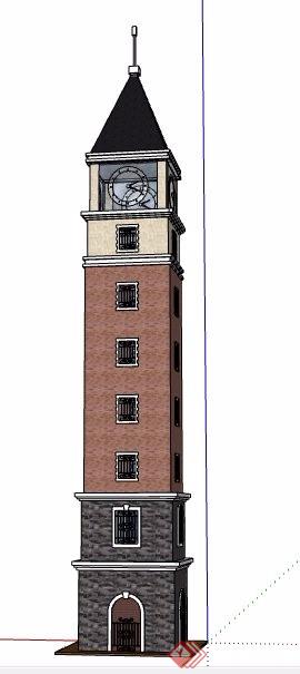 英伦风景观塔楼钟楼设计su模型