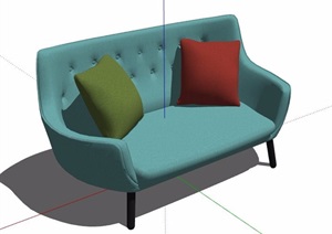 简约北欧风蓝色沙发设计SU(草图大师)模型