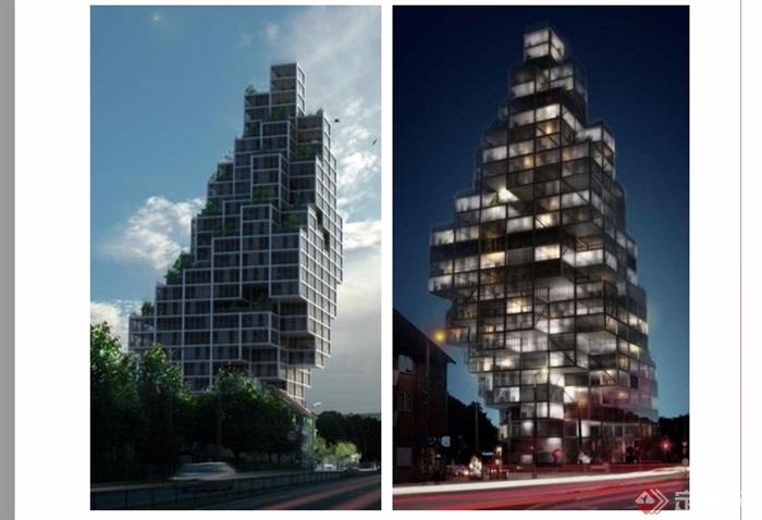 现代办公双子塔项目建筑概念设计pdf方案