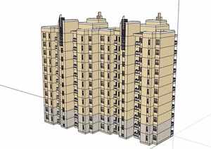 现代详细小区高层住宅楼SU(草图大师)模型