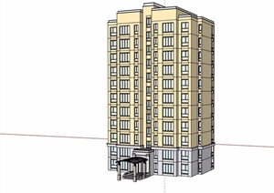 小高层详细的现代住宅楼设计SU(草图大师)模型
