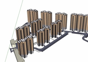 现代整体小区住宅楼建筑设计SU(草图大师)模型