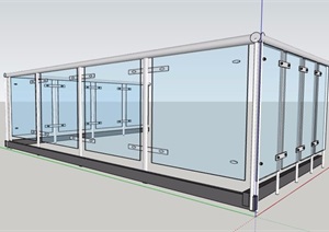 简约玻璃栏杆护栏设计SU(草图大师)模型