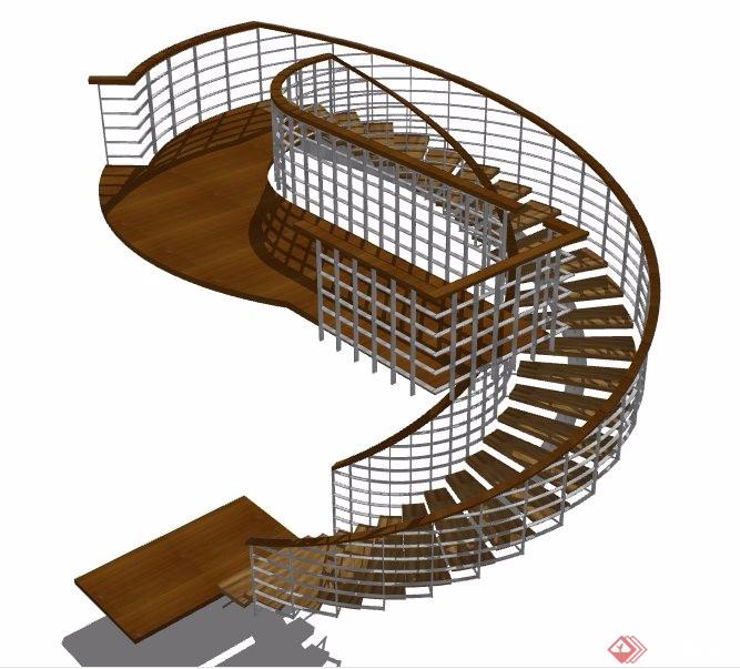 现代螺旋楼梯设计su模型