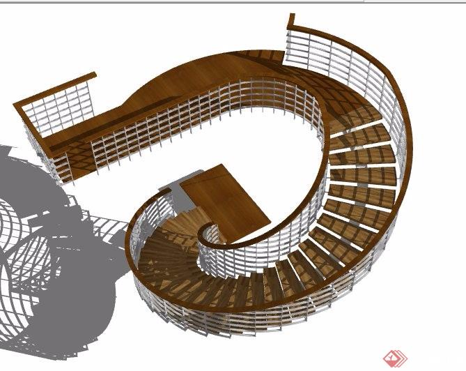 现代螺旋楼梯设计su模型