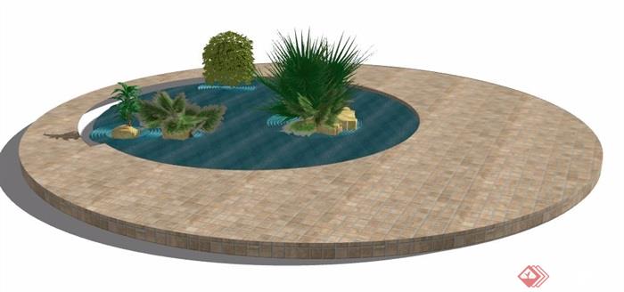 简约景观水池素材su模型