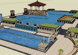 泳池欧式风格详细设计SU(草图大师)模型