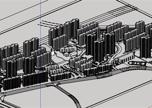 居住区无材质贴图住宅楼设计SU(草图大师)模型