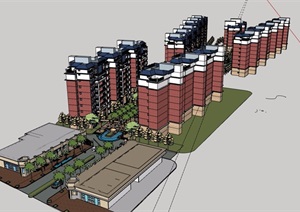 现代住宅小区景观及建筑设计SU(草图大师)模型