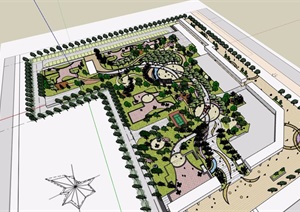 海南小区住宅景观设计SU(草图大师)模型