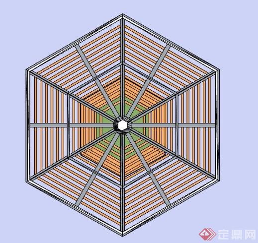 六边形顶凉亭设计su模型