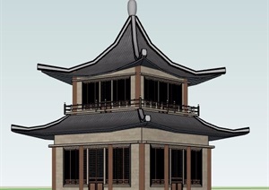 古典中式重檐景观塔设计SU(草图大师)模型