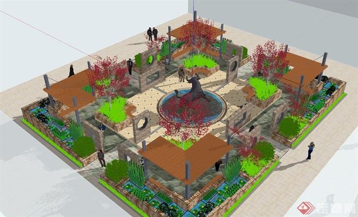 某休闲小型公园景观设计su模型