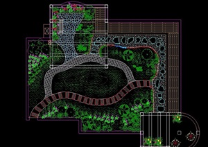 现代详细的屋顶花园设计cad方案图