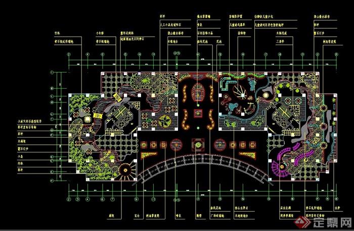 某现代详细屋顶花园景观设计cad平面图
