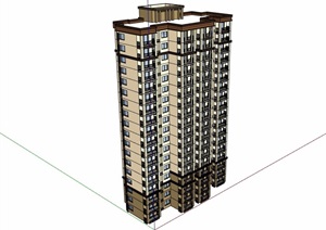 详细的欧式住宅小区高层建筑楼设计SU(草图大师)模型