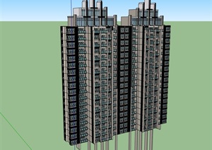 现代小区高层住宅楼SU(草图大师)模型