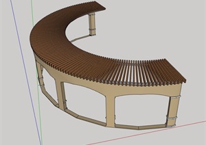 弧形欧式风格廊架素材设计SU(草图大师)模型