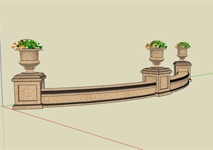 欧式坐凳及花钵组合设计SU(草图大师)模型