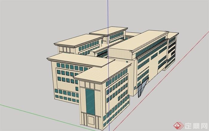 多层现代政府办公建筑楼su模型