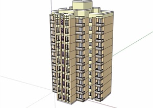 现代小户型住宅建筑楼设计SU(草图大师)模型