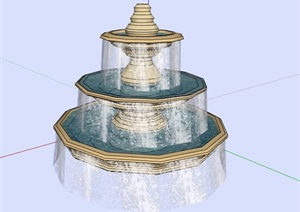 喷泉水钵详细设计SU(草图大师)模型