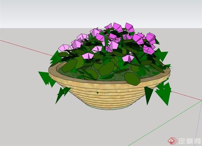 花钵及植物素材设计su模型