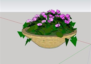 花钵及植物素材设计SU(草图大师)模型
