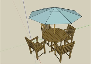 园林景观伞桌椅素材设计SU(草图大师)模型
