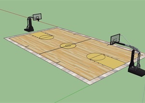 篮球运动场设计SU(草图大师)模型