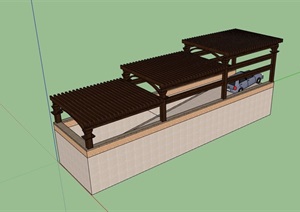 现代车库入口廊架设计SU(草图大师)模型
