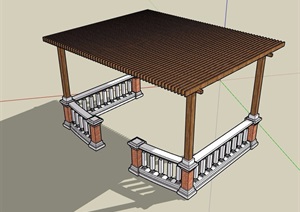 木质经典详细的廊架设计SU(草图大师)模型
