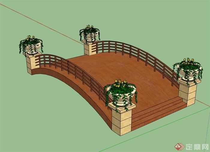 欧式拱桥园桥素材设计su模型