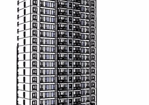 新中式高层独栋住宅楼建筑SU(草图大师)模型