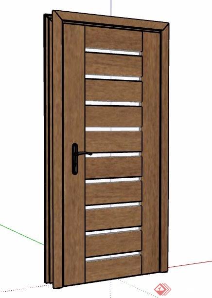 咖色木纹卧室门设计su模型