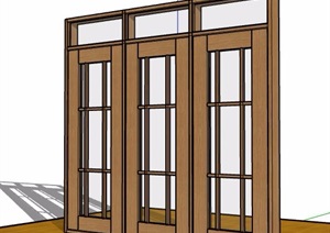 现代木框玻璃门设计SU(草图大师)模型